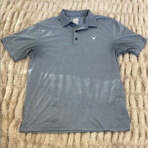 Mens Callaway Blue & White Striped Polo Size Medium